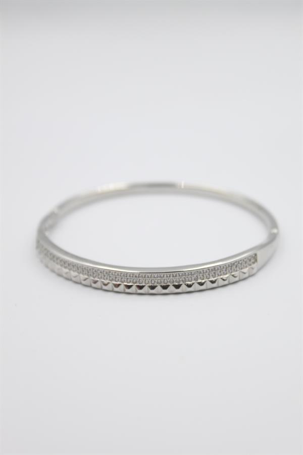 Taşlı Vip Bilezik - Gümüş