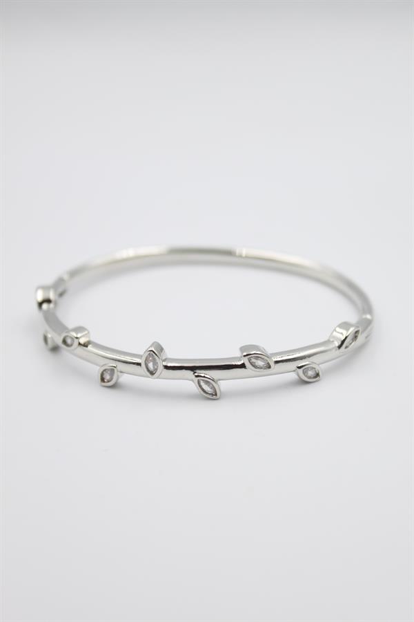 Taşlı Vip Bilezik - Gümüş