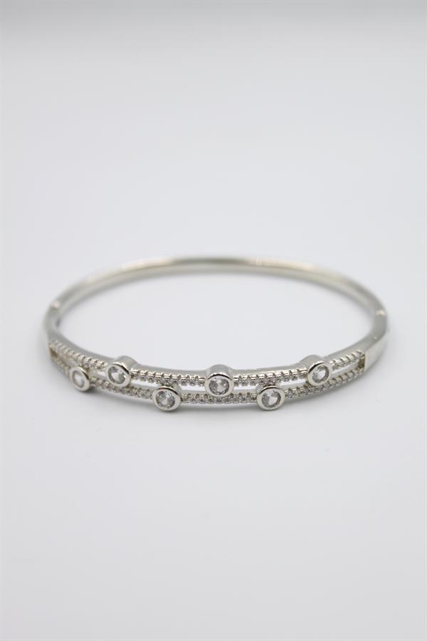 Taşlı Vip Bilezik - Gümüş