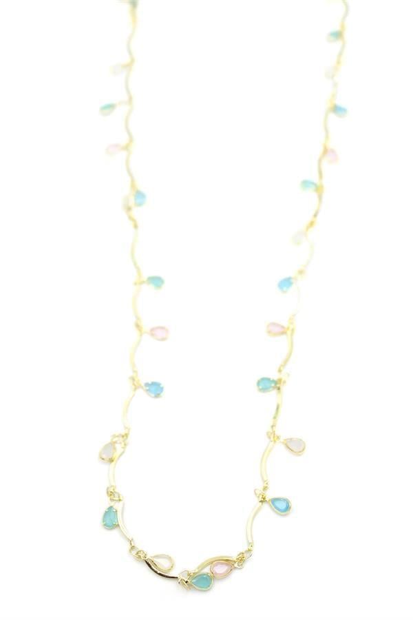 Taşlı Y Kolye - Altın