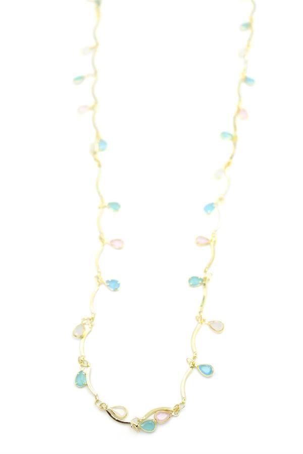 Taşlı Y Kolye - Altın