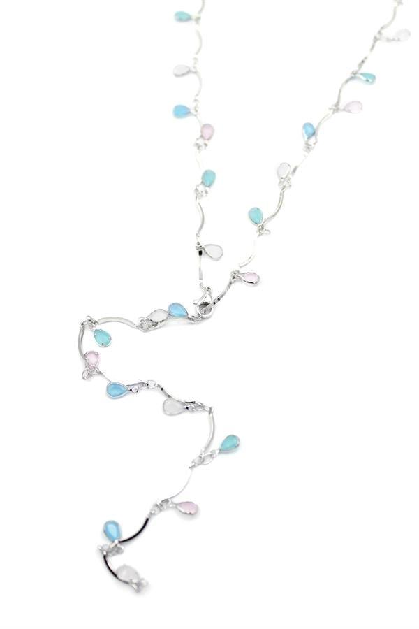 Taşlı Y Kolye - Gümüş