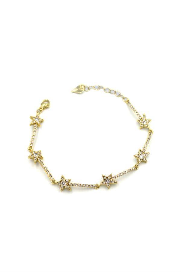 Taşlı Yıldız Bileklik - Altın