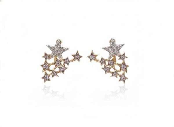 Taşlı Yıldız Küpe - Altın