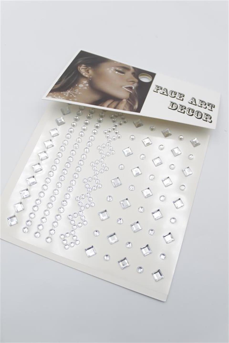 Taşlı Yüz ve Saç Sticker - Beyaz