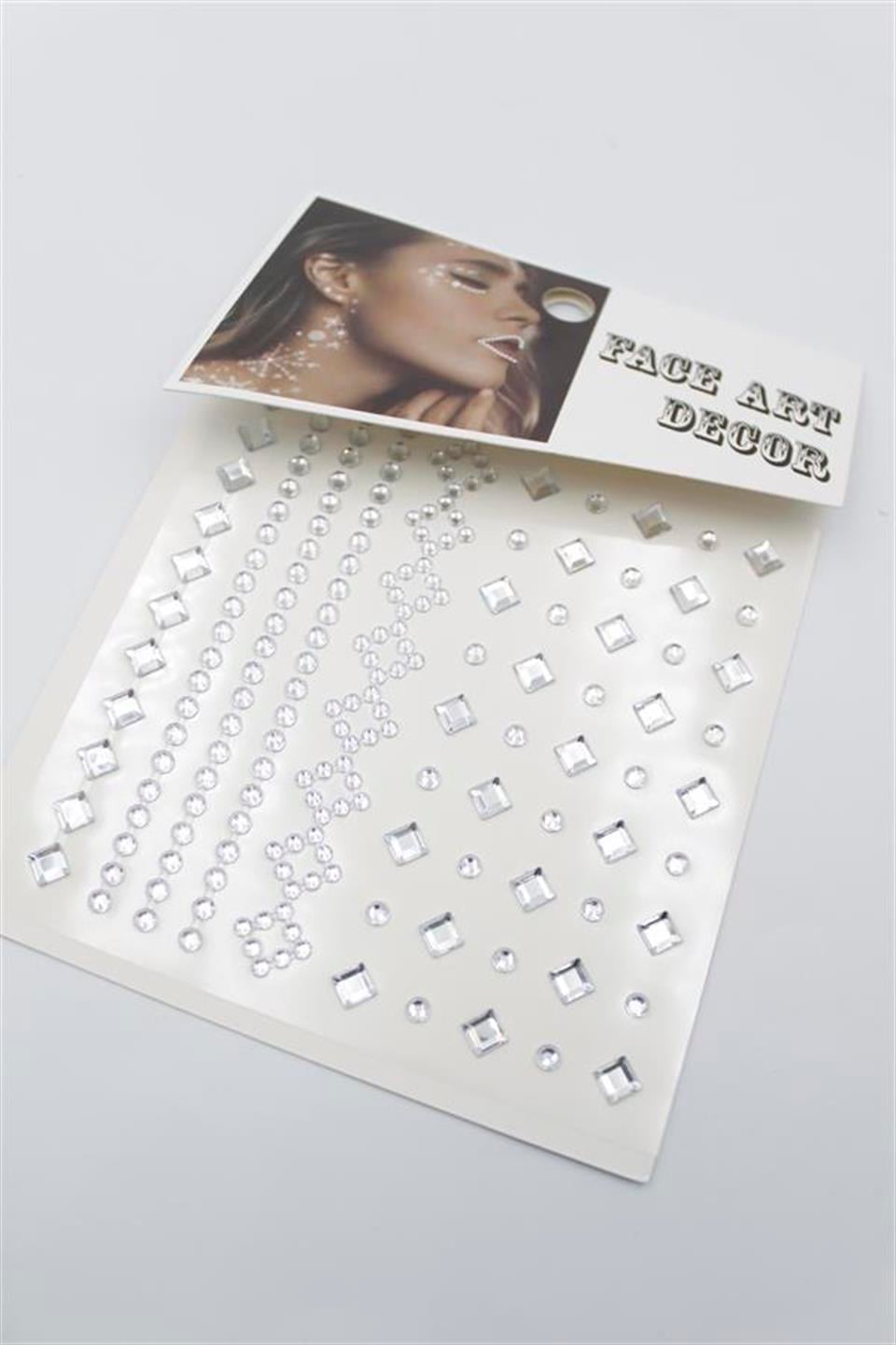 Taşlı Yüz ve Saç Sticker - Beyaz