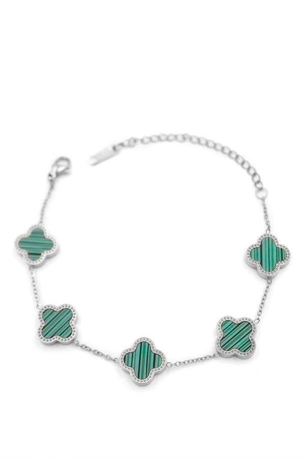 VC Yonca Bileklik Gümüş - Yeşil