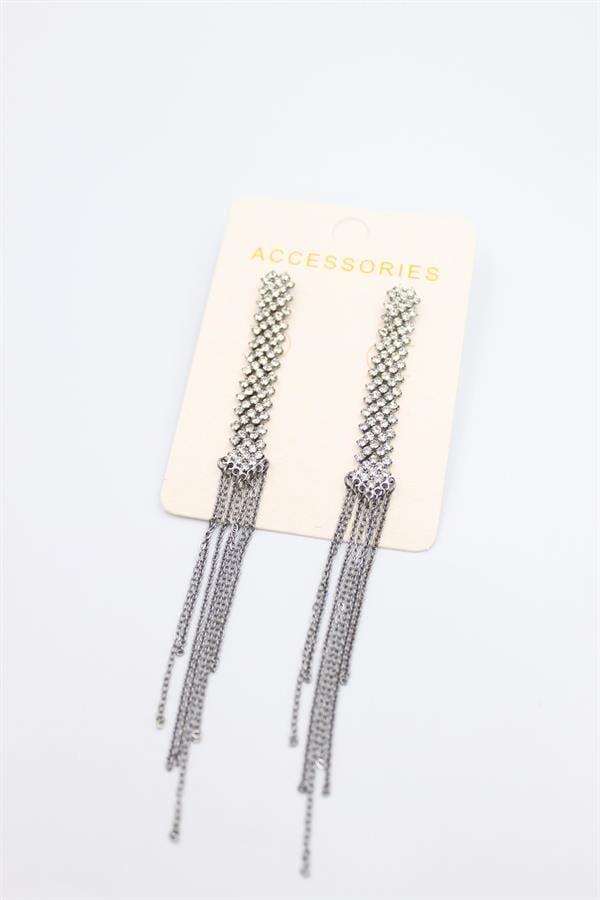 Zincir Sallantılı Küpe - Siyah