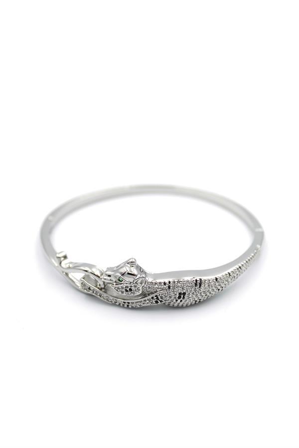 Zirkon Leopar Bilezik - Gümüş