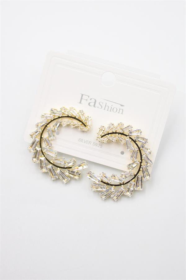 Zirkon Taşlı Küpe - Altın