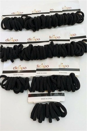 12lı Kart Lastik Toka - Küçük - Siyah