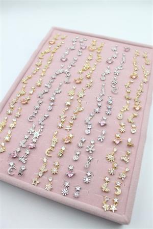 140lı Standlı Sallantılı Tragus Küpe - ÇOK RENKLİ