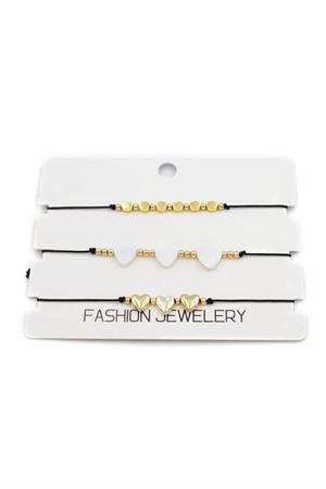 3Lü Kalp İp Bileklik - Altın