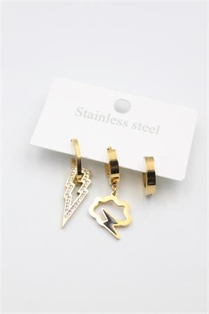 3lü Bulut Küpe - Altın