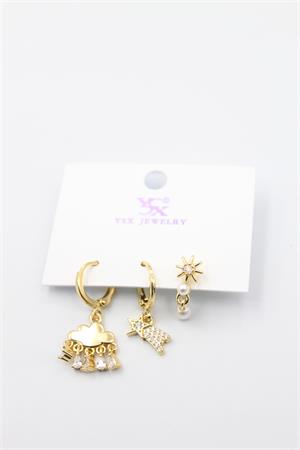 3lü Bulut Küpe - Altın