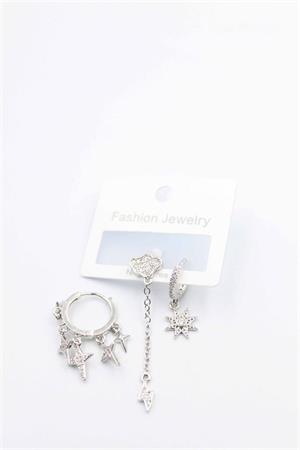 3lü Bulut Küpe - Gümüş