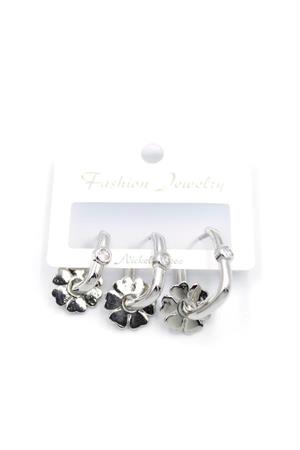 3lü Çiçek Küpe - Gümüş