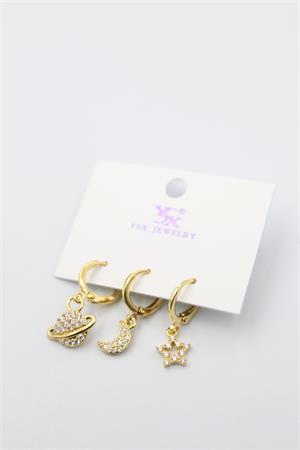 3lü Gezegen Küpe - Altın