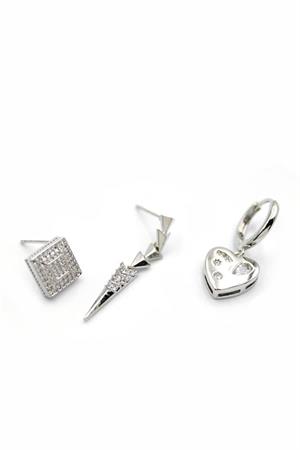 3lü Kalp Küpe - Gümüş