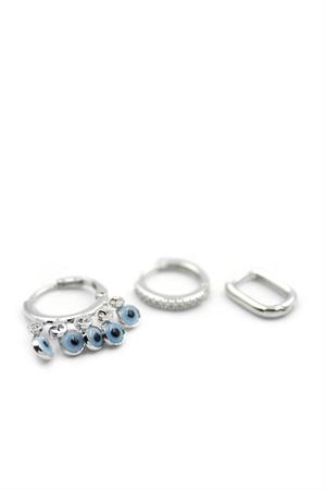 3lü Nazar Küpe - Gümüş