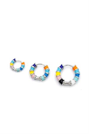 3lü Renkli Halka Küpe - Gümüş