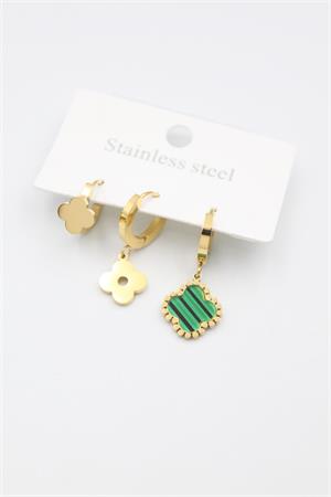 3lü Vc Yonca Küpe - Altın