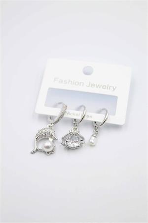 3lü Yunus Balığı Küpe - Gümüş