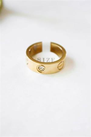 6lı Crt Model Kalın Taşlı Alyans Yüzük - Altın