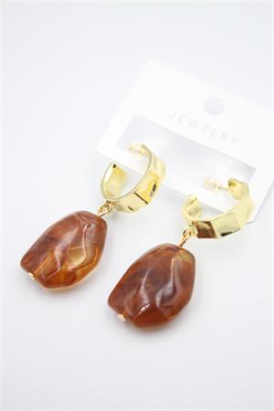 Akrilik Taşlı Küpe - Kahverengi