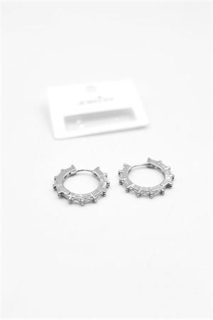 Baget Taşlı Küpe - Gümüş