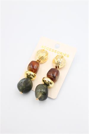 Boncuklu Küpe - Kahverengi