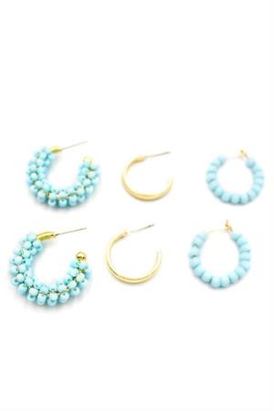 Boncuklu Küpe Seti - Turkuaz