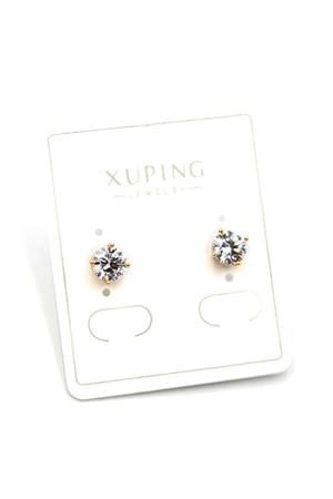 Büyük Boy Tek Taş Küpe - Altın