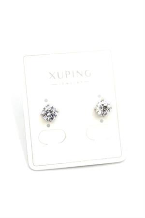 Büyük Boy Tek Taş Küpe - Gümüş