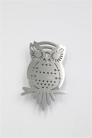 Çelik Baykuş Broş - Gümüş