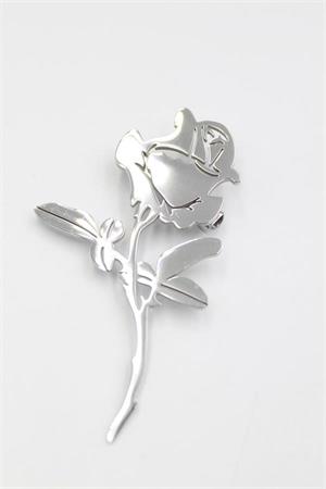 Çelik Gül Broş - Gümüş