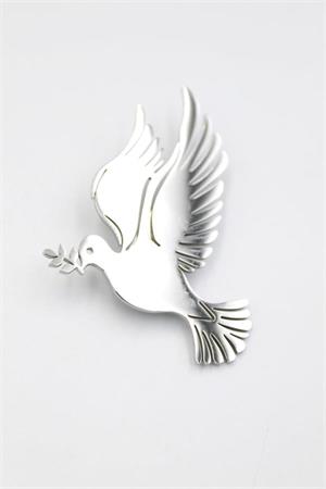 Çelik Güvercin Broş - Gümüş