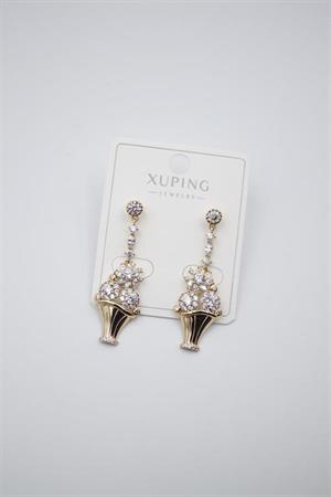 Çiçek Buketi Küpe - Altın