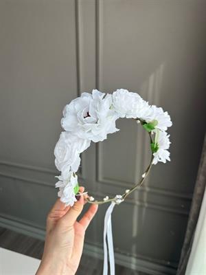 Çiçekli Festival Tacı - Beyaz