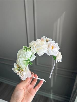 Çiçekli Festival Tacı - Krem