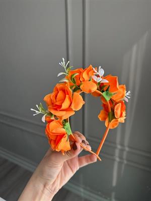 Çiçekli Festival Tacı - Turuncu
