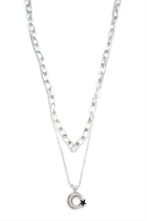 Çoklu Ay Yıldız Kolye - Gümüş