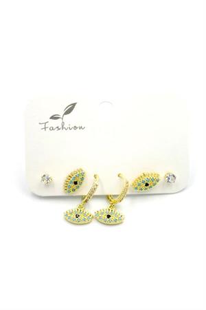 Çoklu Göz Küpe - Altın