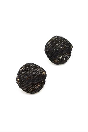 Dalgalı Taşlı Küpe - Siyah