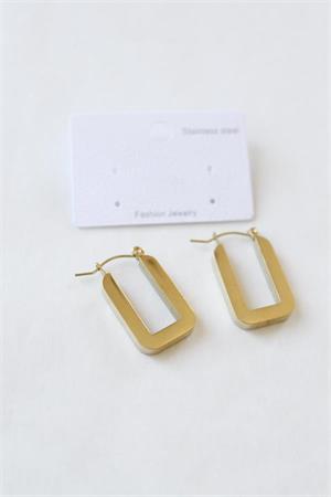 Dikdörtgen Çelik  Küpe - Altın