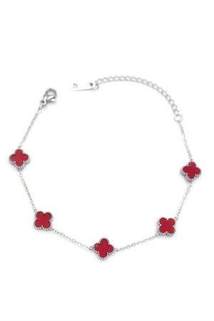 Gümüş VC Yonca Bileklik - Bordo