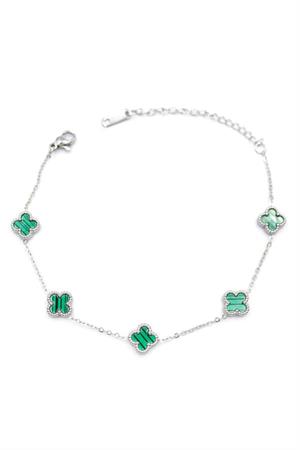 Gümüş VC Yonca Bileklik - Yeşil