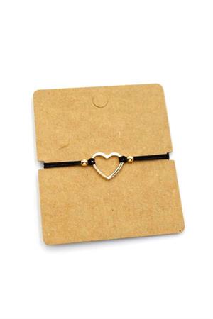 Halka Kalp İp Bileklik - Siyah