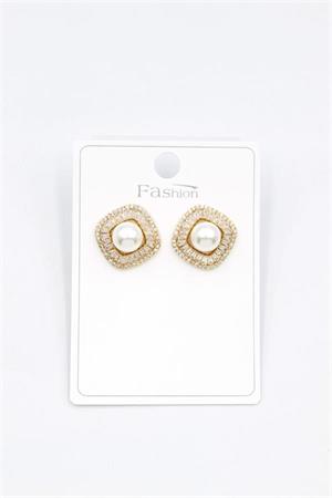 İncili Baget Taşlı Küpe - Altın