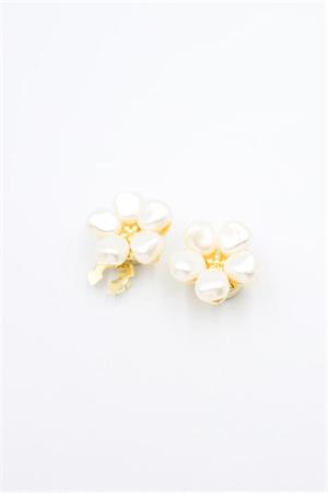 İncili Düğme Broşu - Altın